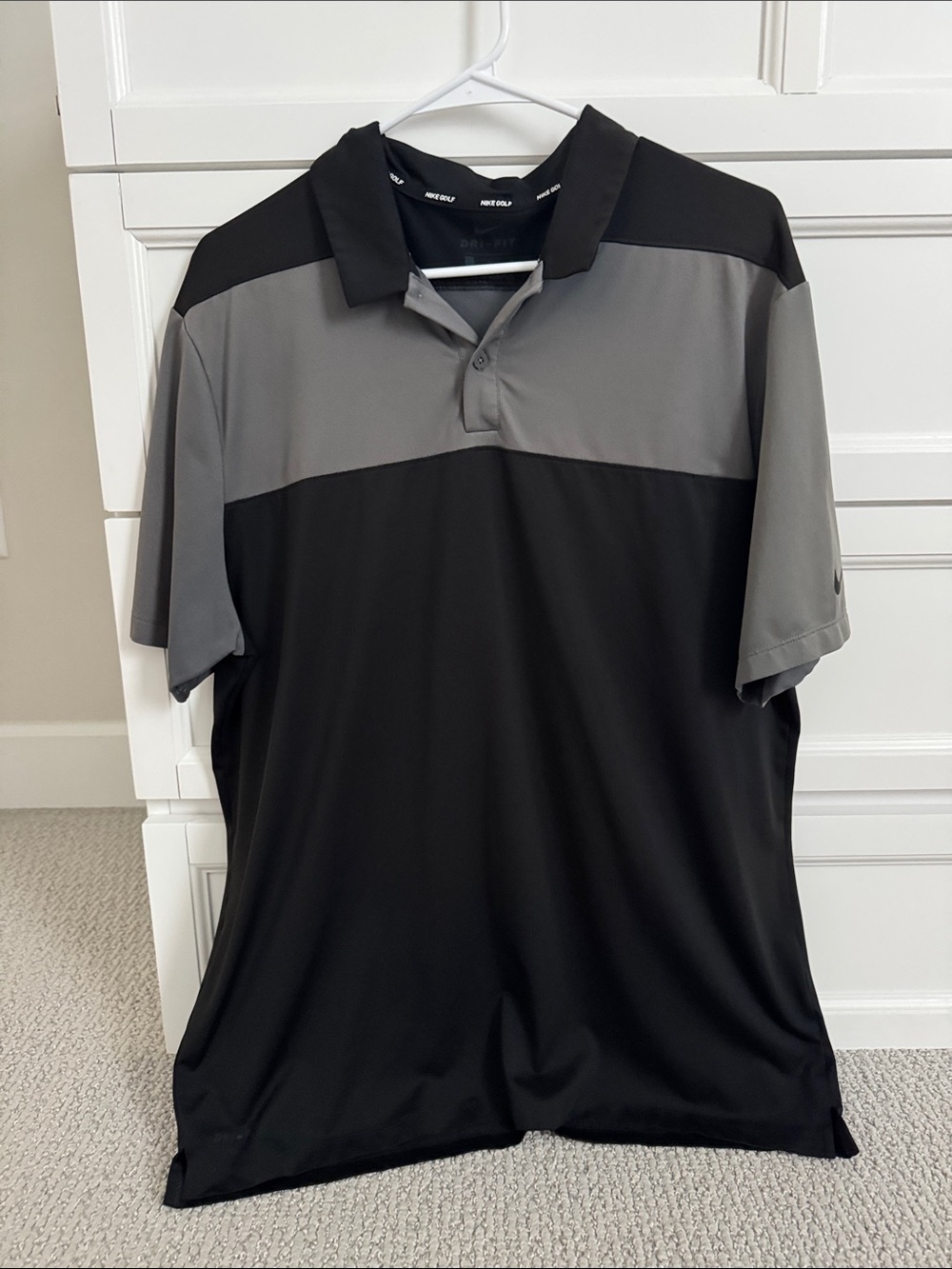 Men's Two-Tone Black and Gray Polo Shirt